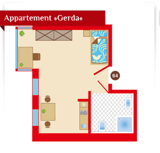 Appartement Gerda - 1-Raum-Appartement mit Erker