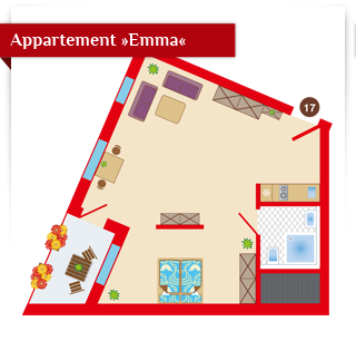 Appartement Emma - 1-Raum-Appartement mit Balkon